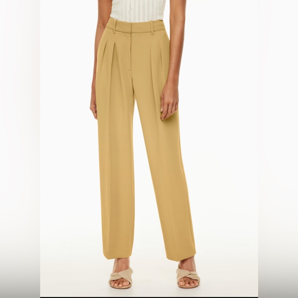 Aritzia Tan High-Waisted Trousers